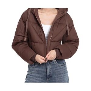 Avec Les Filles Brown Puffer Jacket with metallic inside Brand New